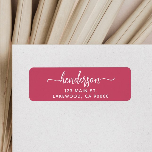 Modern Brush Handwritten Red Return Address (Von Creator hochgeladen)