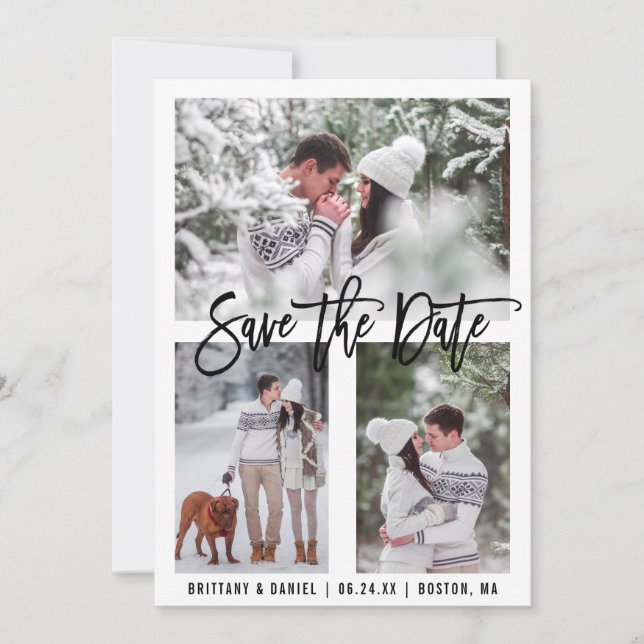 Modern Brush Script 3 Foto Save the Date Karte (Vorderseite)