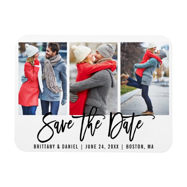 Modern Brush Script 3 Foto Save the Date Was Magnet (Horizontal)