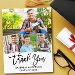 Modern Brush Script 4 Foto Abschluss Vielen Dank Postkarte<br><div class="desc">Modernes Pinselskript 4 Foto Abschluss Danke Postcard</div>