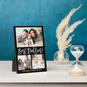 Modern Brush Script Bester Vater für 3 Fotos Fotoplatte