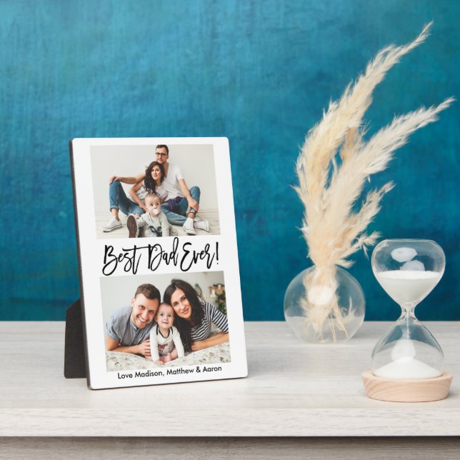 Modern Brush Script Bester Vater je 2 Foto Fotoplatte (Seite)