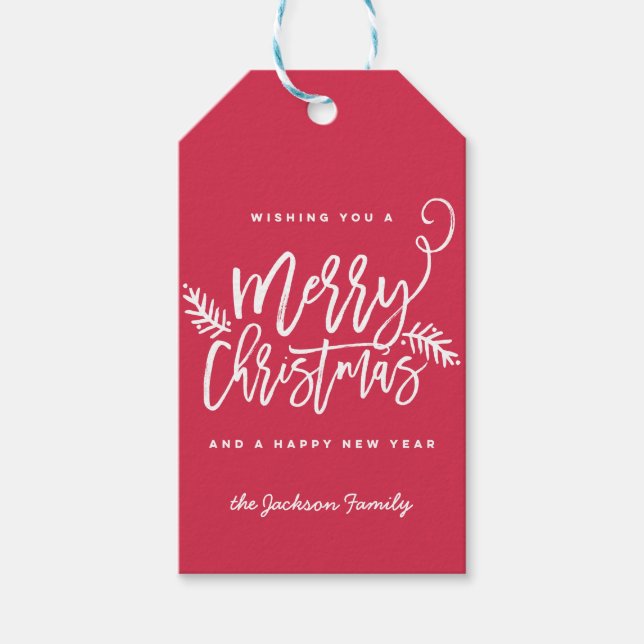 Modern Brush Script Bright Christmas Geschenk Tag  Geschenkanhänger (Vorderseite)
