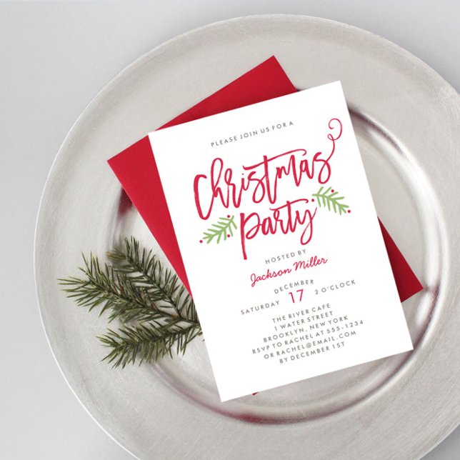 Modern Brush Script Christmas Holiday Party Einladung (Von Creator hochgeladen)