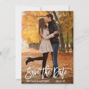 Modern Brush Script Couple Foto Save The Date