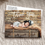 Modern Brush Script Danke Neue Baby Postcard W Postkarte<br><div class="desc">Modern White Brush Script New Baby Danke Postcard</div>