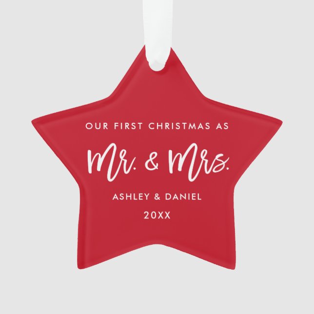 Modern Brush Script Erste Weihnacht Mr. Star Ornament (Vorderseite)