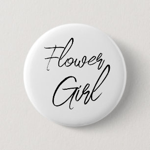 Modern Brush Script Flower Girl Brautparty Button