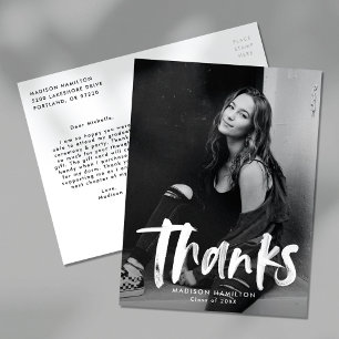 Modern Brush Script Foto Abschluss Vielen Dank Postkarte