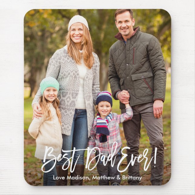 Modern Brush Script Foto Bester Vater je Mousepad (Vorne)