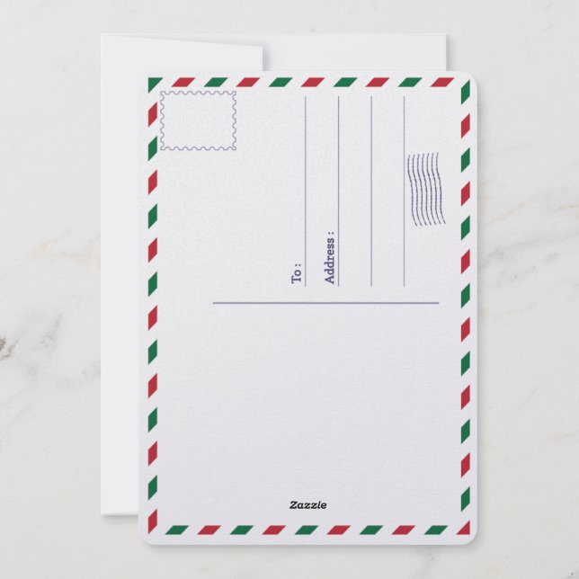 Modern Brush Script Frohe Weihnachten Foto Postcar (Rückseite)