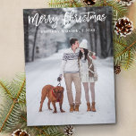 Modern Brush Script Frohe Weihnachten Foto Postkarte<br><div class="desc">Modern Brush Script Frohe Weihnachten Foto Postcard</div>