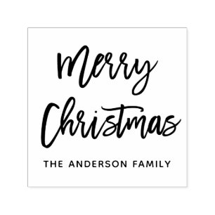 Modern Brush Script Frohe Weihnachten Platz Permastempel