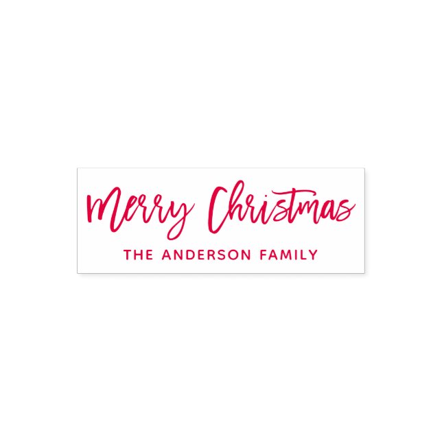 Modern Brush Script Frohe Weihnachten Rot Permastempel (Design)