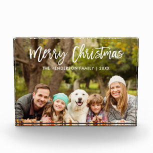 Modern Brush Script Frohe Weihnachtsfamilie Fotoblock