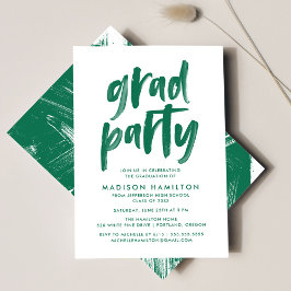 Modern Brush Script Green Graduation Party Einladung