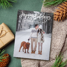 Modern Brush Script Happy Holidays Foto Postkarte