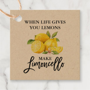 Modern Brush Script Lemons Limoncello Kraft Geschenkanhänger