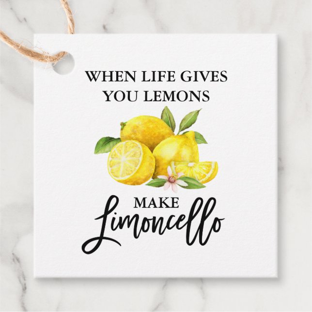 Modern Brush Script Lemons Limoncello Kraft Geschenkanhänger (Vorderseite)