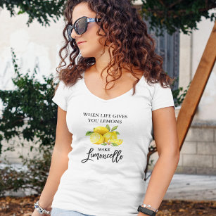 Modern Brush Script Limoncello Lemons V-Neck T-Shirt
