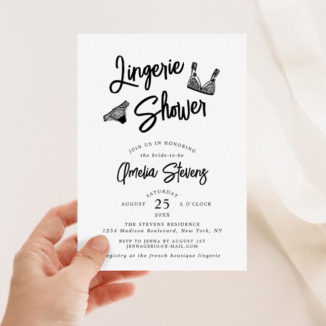 Modern Brush Script Lingerie Bridal Shower Invitat Einladung (Von Creator hochgeladen)