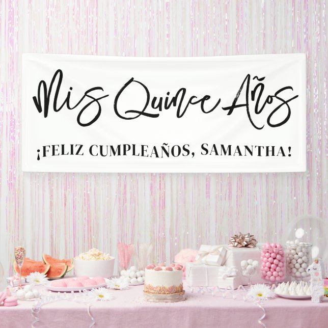 Modern Brush Script Mis Quince Años Banner (Party)