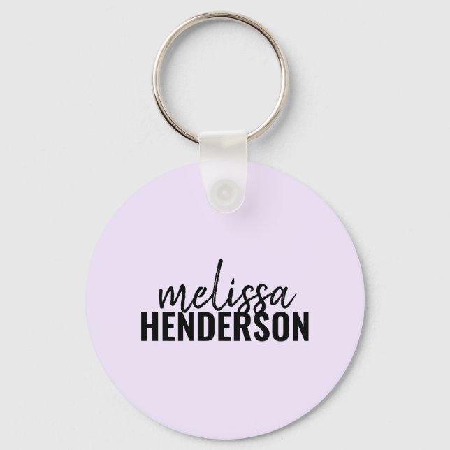 Modern Brush Script Name Einfache Taste Schlüsselanhänger (Vorderseite)