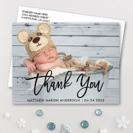 Modern Brush Script New Baby Vielen Dank. Postkarte