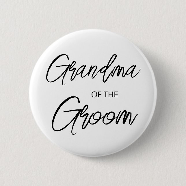 Modern Brush Script Oma The Groom Party Button (Vorderseite)