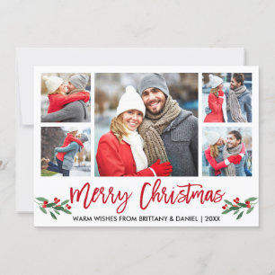 Modern Brush Script Red 5 Foto Frohe Weihnachten