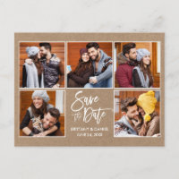 Modern Brush Script Save the Date 5 Foto Kraft