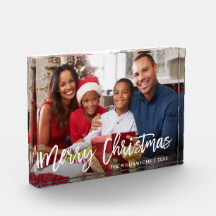 Modern Brush Script Star Frohe Weihnachtsfamilie Fotoblock