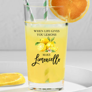 Modern Brush Script Wasserfarbe Limoncello Glas
