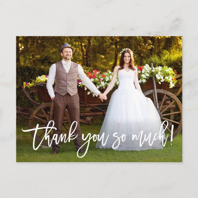 Modern Brush Script Wedding Vielen Dank, dass Sie  Postkarte (Vorderseite)