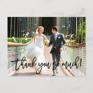 Modern Brush Script Wedding Vielen Dank Postkarte