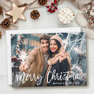 Modern Brush Script Weihnachts Star Foto Feiertagskarte