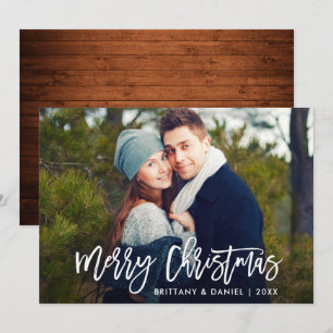 Modern Brush Script Wohn Weihnachtsfotokarte Einladung