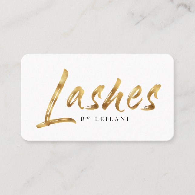 Modern Brushed Gold Lash Artist Visitenkarte (Vorderseite)
