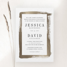 Modern Brushed Satin Gold Wedding Einladung