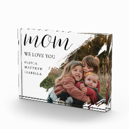 Modern Brushstroke Black Script We Love You Mom Fotoblock