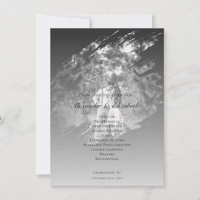Modern Brushstroke Photo Wedding | Soft Black (Vorderseite)
