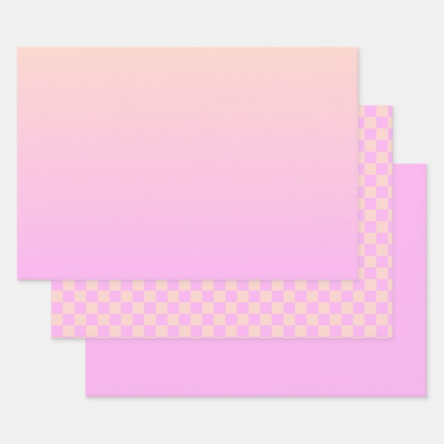 Modern Bubblegum & Soft Peach Wrapping Paper Pack Geschenkpapier Set (Set)