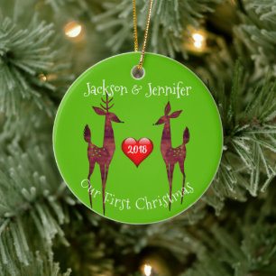 Modern Buck and Dos Our First Christmas Keramik Ornament