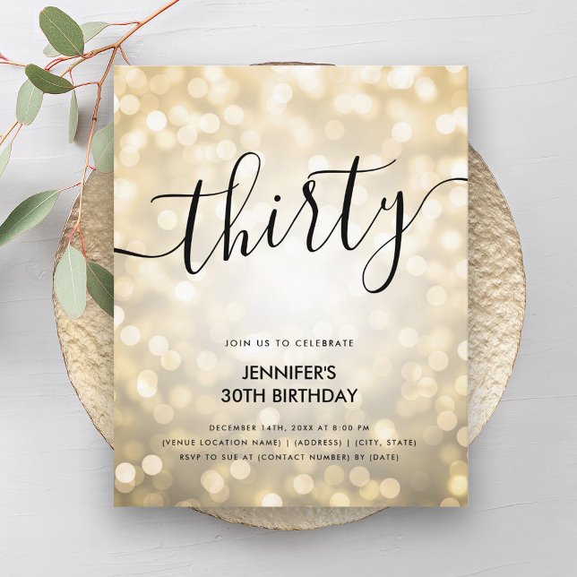 Modern BUDGET Gold Glitzer Lights 30. Geburtstag (Modern BUDGET Gold Glitter Lights 30th Birthday )