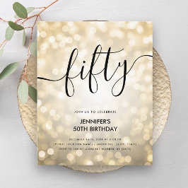 Modern BUDGET Gold Glitzer Lights 50. Geburtstag