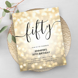 Modern BUDGET Gold Glitzer Lights 50. Geburtstag Flyer