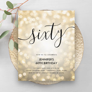 Modern BUDGET Gold Glitzer Lights 60. Geburtstag