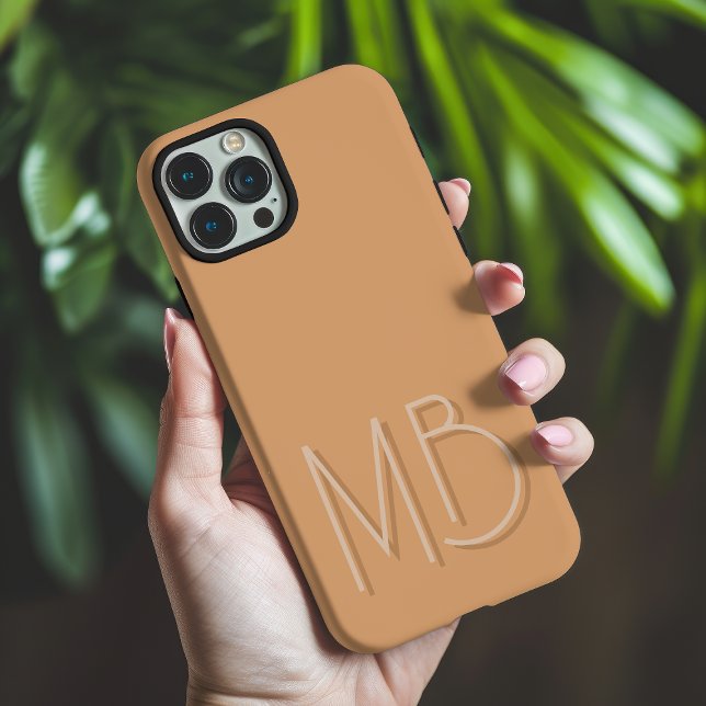 Modern Buff Monogram Initials zeitgemäß Case-Mate iPhone Hülle (Von Creator hochgeladen)