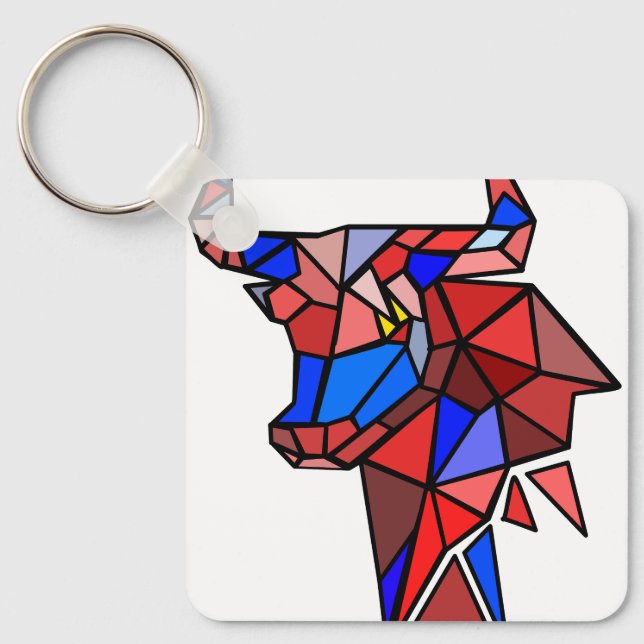 Modern Bull Icon Keychain – Clean Zodiac‑Style Schlüsselanhänger (Vorderseite)