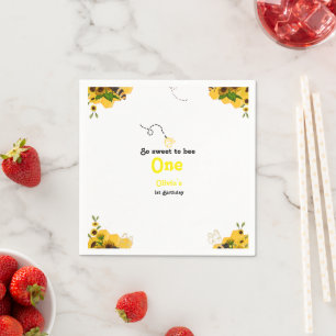 Modern Bumble bees Thema Erster Geburtstag Nickerc Serviette
